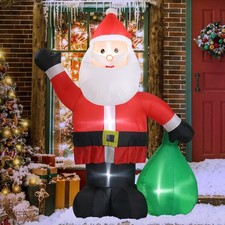 6FT Christmas Inflatable Santa Claus Built-in LED Light Holiday Decor for Yard