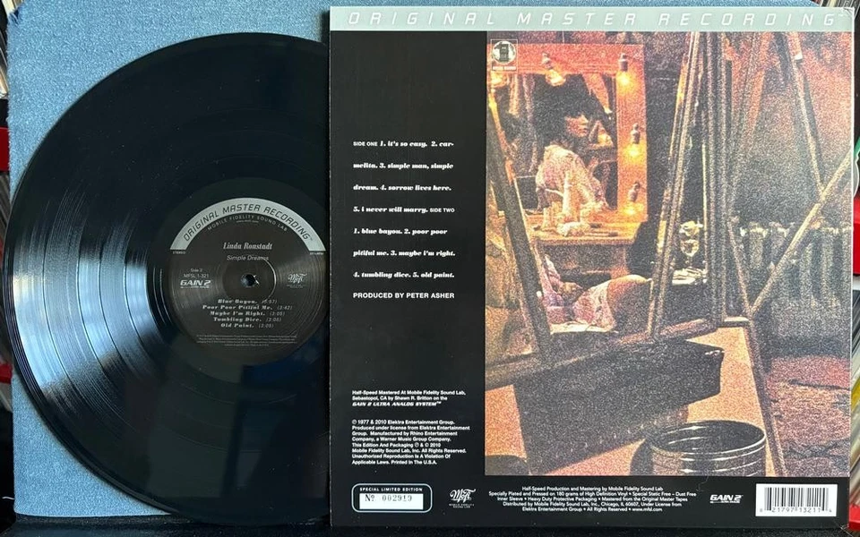 LINDA RONSTADT SIMPLE DREAMS~VG++ LIMITED NUMBERED 2010 MFSL 180g AUDIOPHILE LP Foto 2 de 3