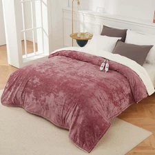 Pink Heated Throw Blanket Velvet Soft Fast Heating 4 Heat Levels & 4H Auto Off