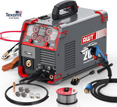 MIG Welder, 200Amp 8 in 1 Gas Mig/Gasless Flux Core Mig/Stick/Lift Tig/Spot Weld