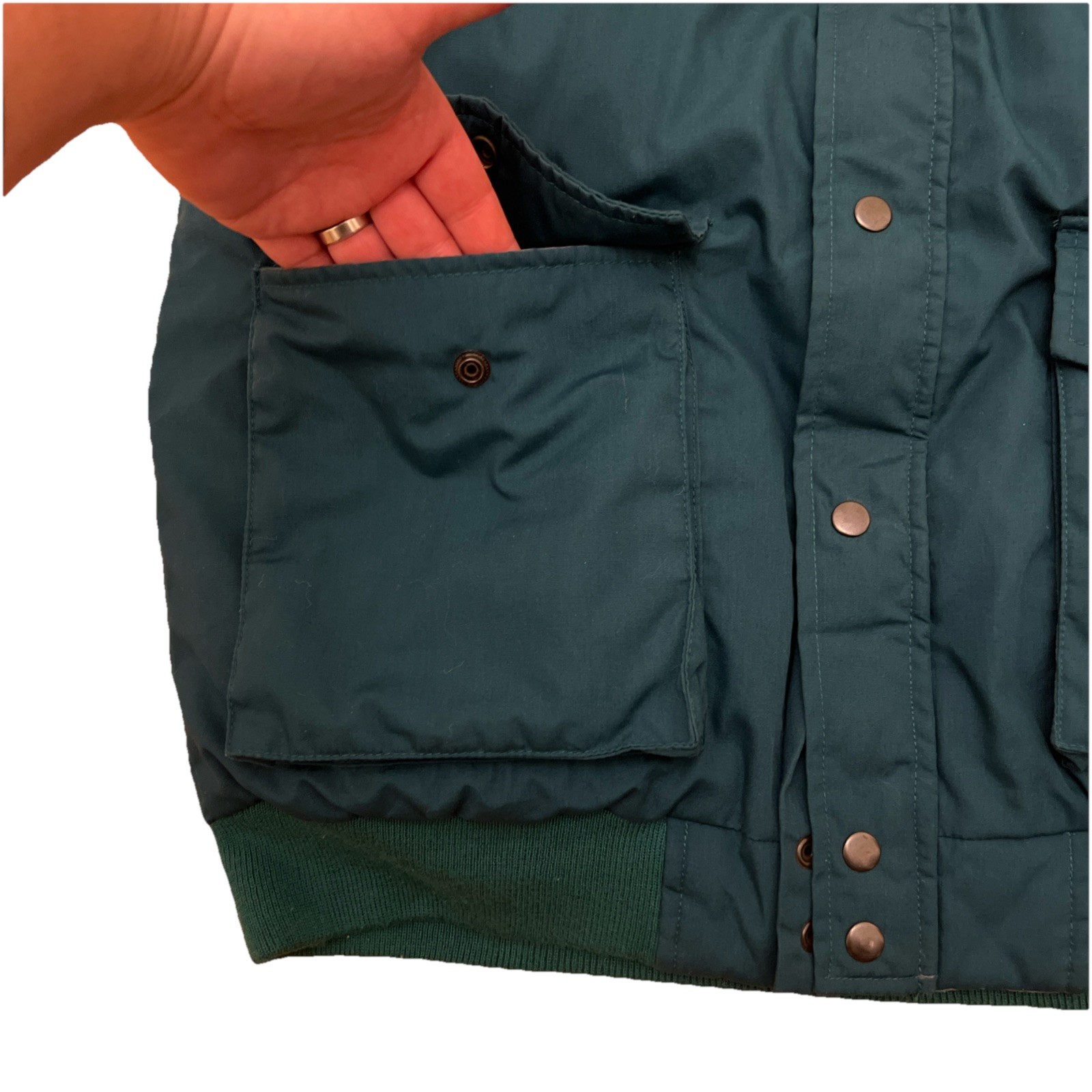 Vintage 80’s Outdoor Exchange Down Puffer Vest Large Reversible Green Gray EUC