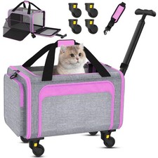 3in1 Cat Carrier w/Wheels 18" x 11" x 11" Kennel Cab S1-6