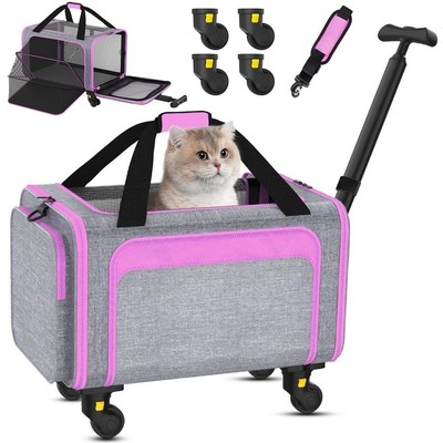 3in1 Cat Carrier w/Wheels 18'' x 11'' x 11'' Kennel Cab S1-6
