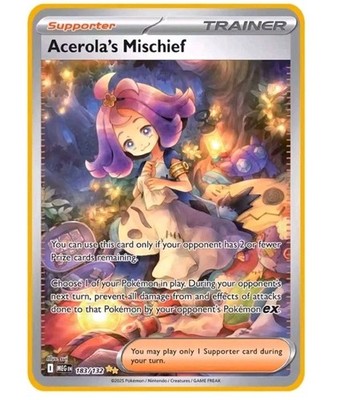 Acerola's Mischief 183/132 Me01: Mega Evolution Pokemon Gold Metall Karte Fan Art