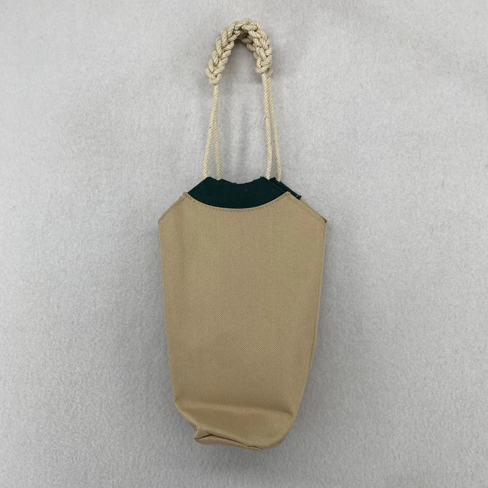 Golf Ball Bag Canvas Embroidered Clubs Rope Handle Accessory Beige Vintage - Image 3 of 4