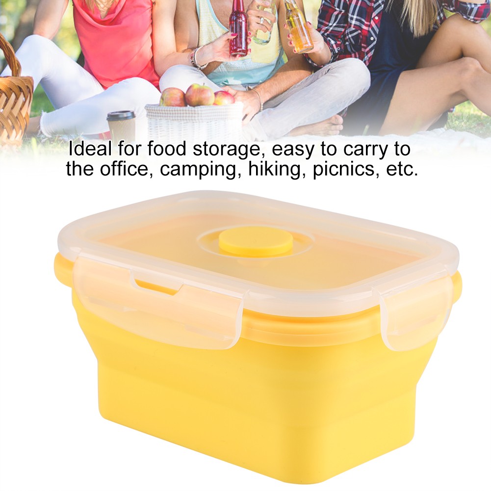 °350ml Rectangle Silicone Box Collapsible Lunch Box Microwave Food