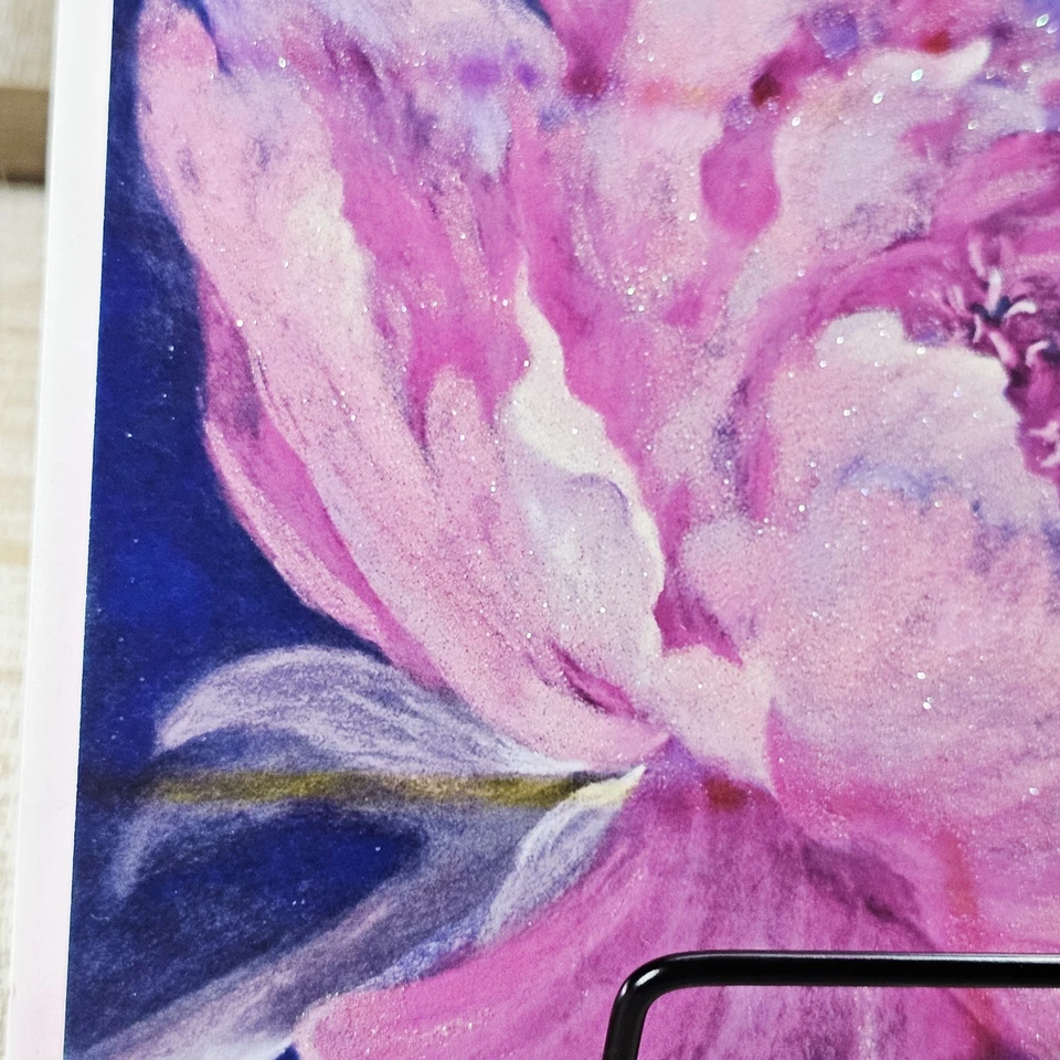 Leanin Tree Birthday Greeting Card Blue Pink Floral Glitter Pretty - Image 4 of 4