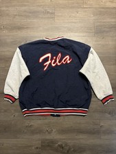 Vintage FILA Track Varsity Jacket Sz L 90s Color Block Blue Mens USA Bomber