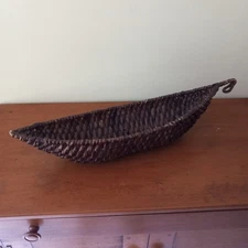 27" Elongated Dark Woven Wicker Decorative Basket