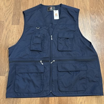 H2H Utility/Fishing Vest Multi-Pocket Zip Front Men's 3XL New With Tag Navy Blue