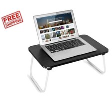 Stylish Black Folding Laptop Tray - Ideal for Breakfast  Work Anywhere, 17"x12"