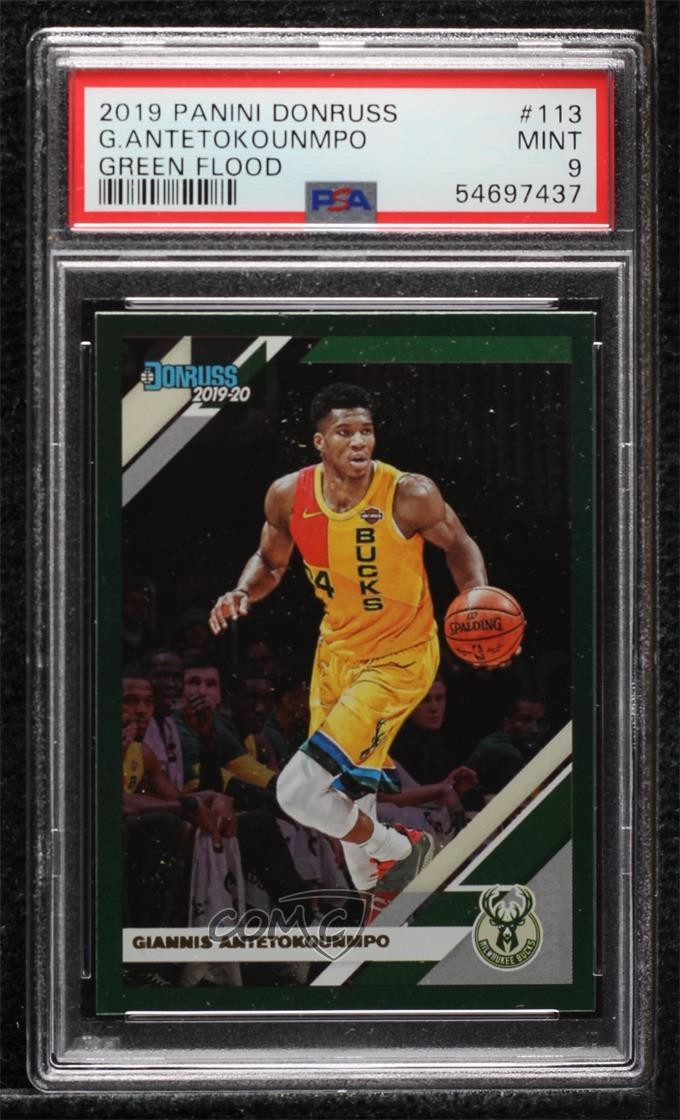 2019-20 Panini Donruss Green Flood Giannis Antetokounmpo #113 PSA 9 MINT 0c6