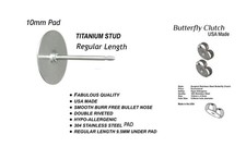 50 x 10mm Titanium Studs - Butterfly Clutch