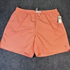 Polo Ralph Lauren Mens Orange Gingham Check Swim Trunks 3XLT Big  Tall New