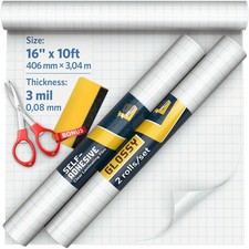 Self Adhesive Clear Laminating Roll 2 Pack 16" x 10' Each, Glossy Laminate Ro...