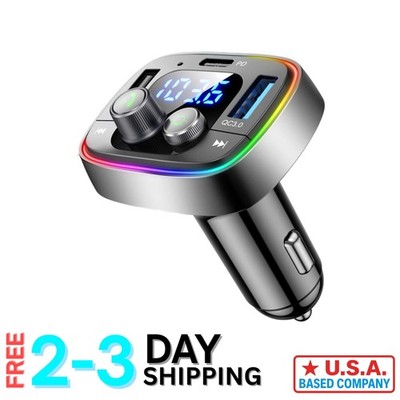 AUX Wireless FM Transmitter: USB C Bluetooth Adapter with Fast Charging