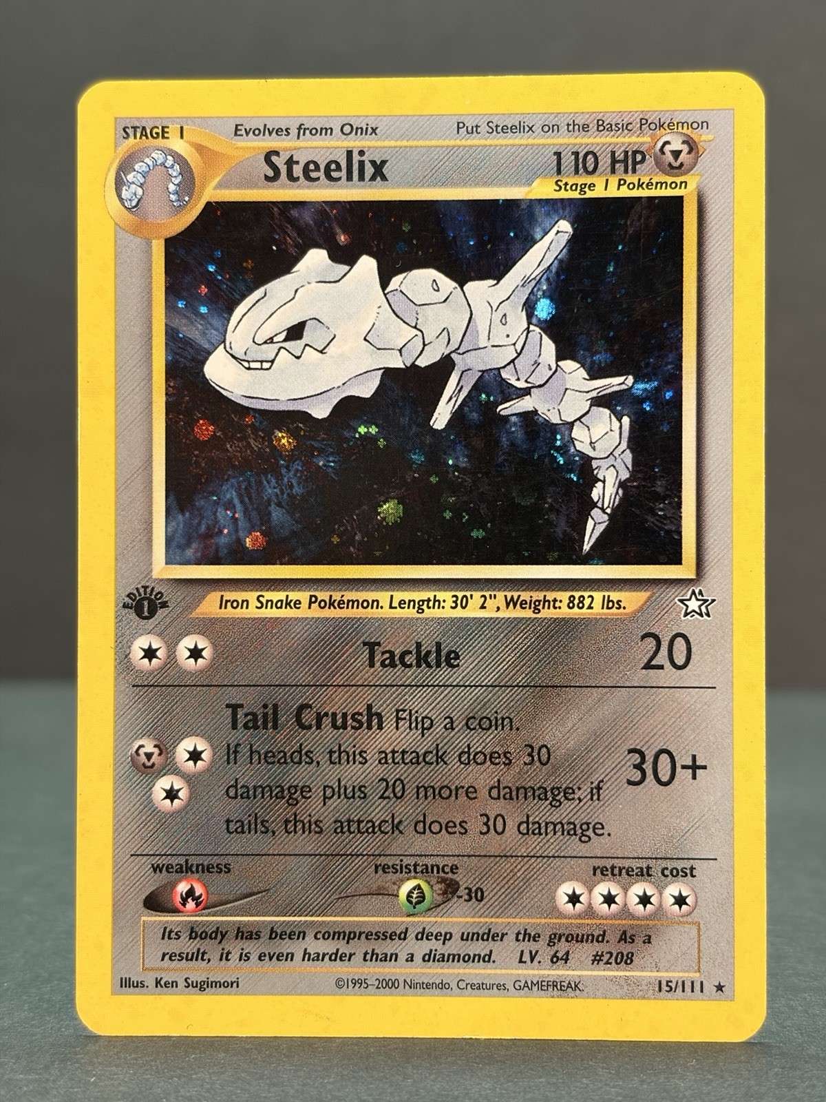 Steelix 15/111 Holo Rare Neo Genesis Pokemon Card 1st Edition MP