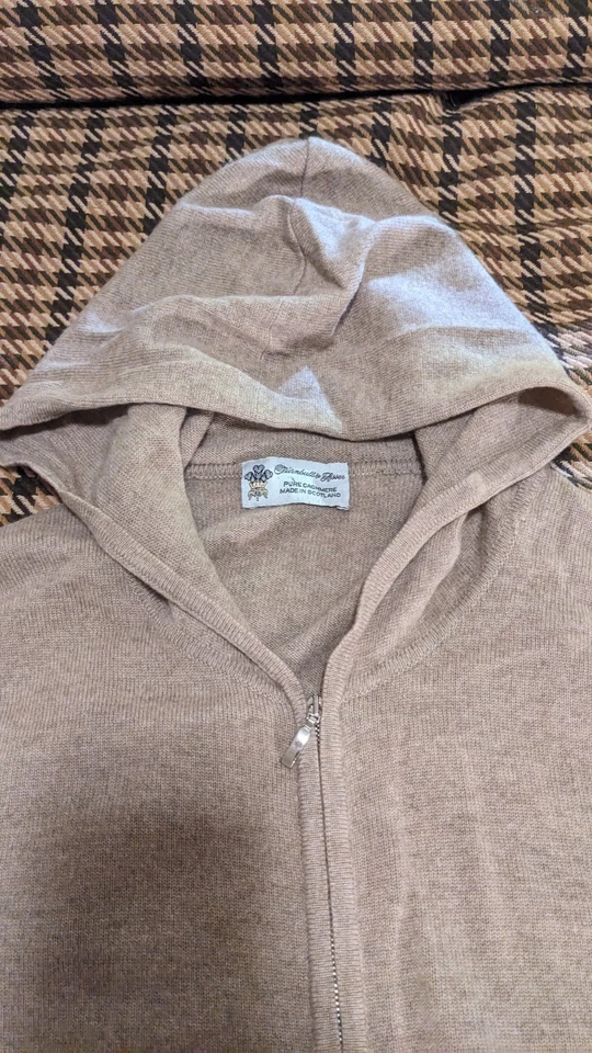 MUY RARO Turnbull And Asser Cashmere Bronceado Sudadera con Capucha Para Hombre Mediana 2010 Suéter Foto 2 de 4