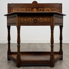 Antique 19th Century Fine Quality Inlaid Side Table In Oak ( REF AF-5158 )