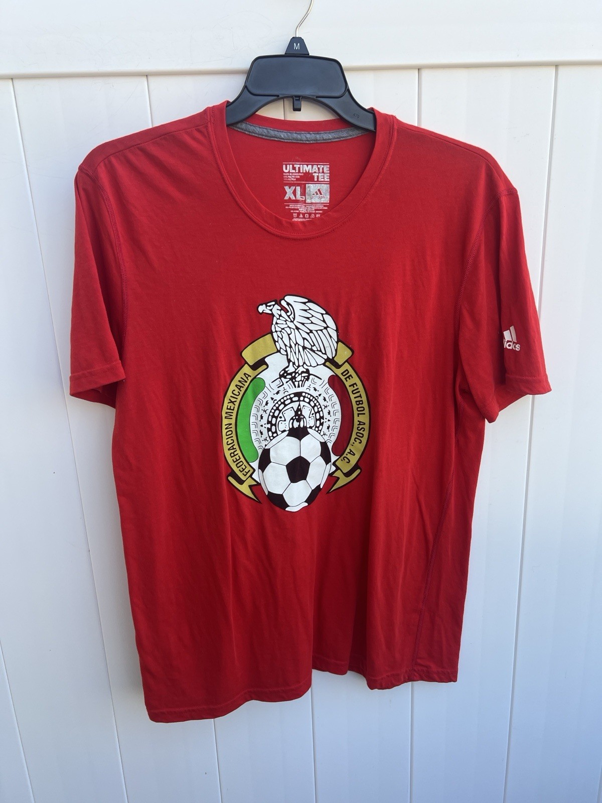Federacion Mexicana Men T-Shirt XL Red Adidas Logo National Soccer Futbol Tee