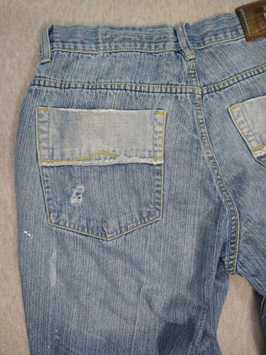 Azzure Jeans Mens 34 X 34L Blue Wash Baggy Y2K Hip Hop Grunge Love Life Denim - Picture 2 of 14