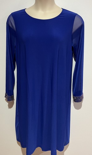 Royal Blue Long Sheer Sleeve Short Dress/ Sparkles Size14/16 Avenue New/ No Tag - Picture 2 of 6