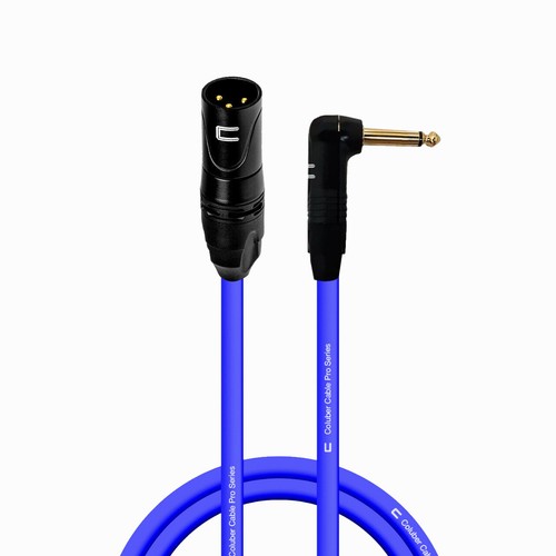 3 Pin XLR Male to Right Angle 1/4" TS Unbalanced Mono Cable Custom Length, Color - Picture 11 of 18