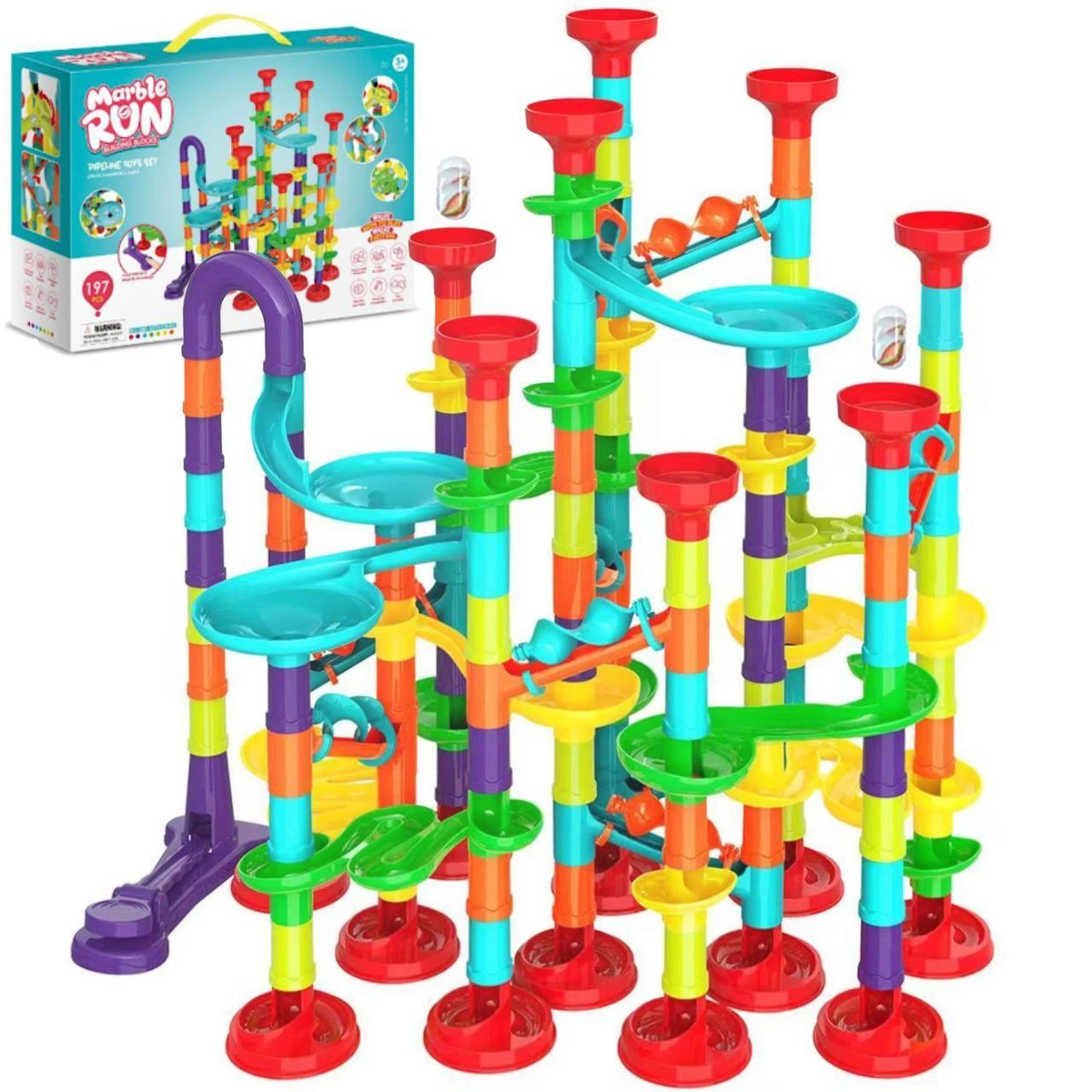 197 Pcs Marble Run Race Set Construction Building Blocks Toy Game Track Kid  Maze