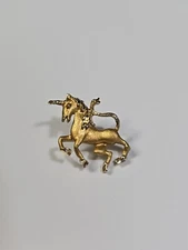 Prancing Unicorn Lapel Pin Gold Color Metal 
