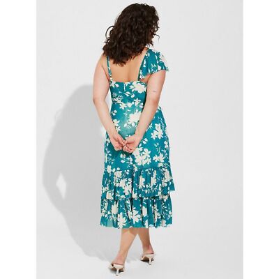 TorrId Plus size 30 6x NWTB Midi Mesh Ruffle Surplice Dress sexy lovely  floral | eBay
