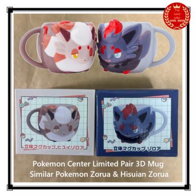 Pokemon Center Limited Pair 3D Mug Similar Pokemon Zorua & Hisuian