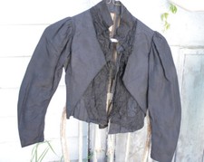 Victorian Antique black lace French bodice womans victorian corseted jacket