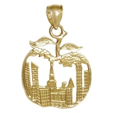 New 14k Gold New York City Big Apple Pendant