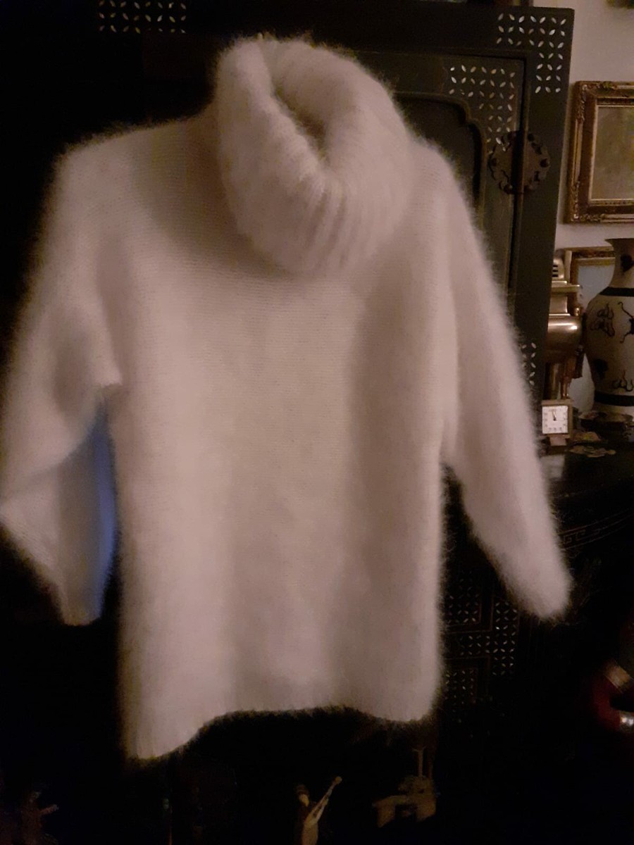 Pull Angora Blanc Très Doux Et Poilu – Marque Anny Blatt, Col Roulé, Taille XL, Neuf Sans étiquettes