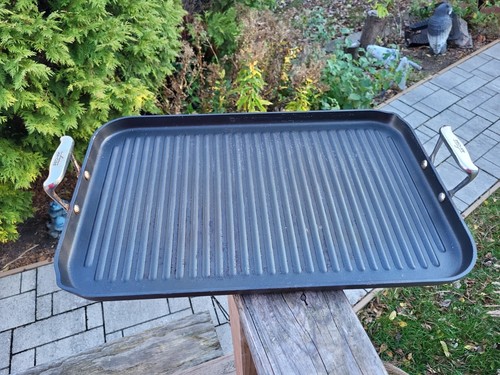 All Clad Gray Nonstick Rectangular Double Burner Handled Griddle *READ* 20 X 13
