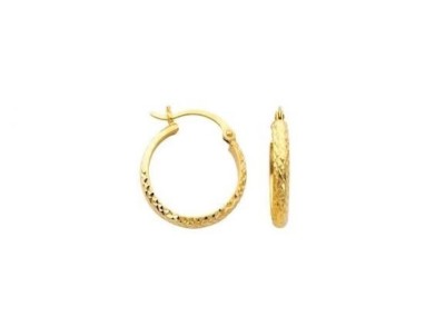 Ausgefallene kleine Creolen 14 Kt massiv italienisches Gelbgold Diamantschliff Aretes Oro
