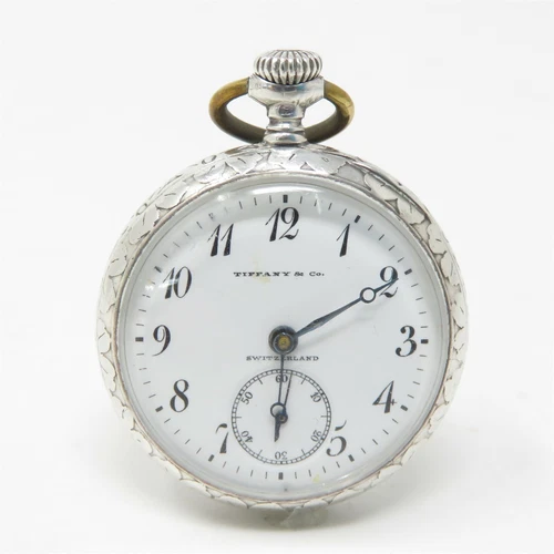 NYJEWEL Antique Tiffany & Co & Longines 935 Silver Ladies Pocket Watch Runs