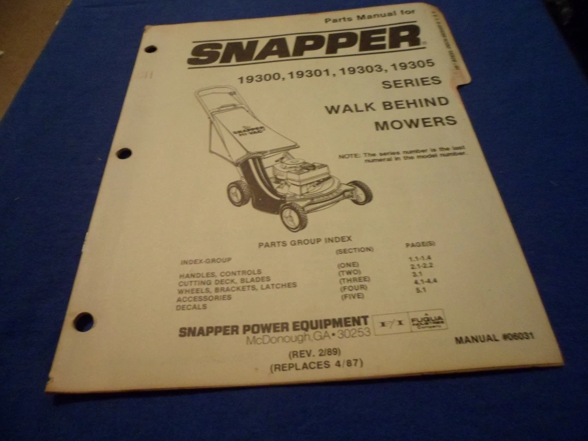 DRAWER 22 Snapper 19300 19301 19303 19305 Walk Behind Mower Parts