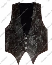 Victorian Vagabond Steampunk Black Edwardian Western Brocade Gothic Men's Vest