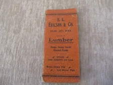 E.L. Ericson Lumber Story City Iowa 1901 Pocket Calendar Memo Dated Book