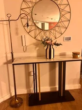 Heavy Duty Sintered Stone Entryway Table Console Table Metal Base Modern Decors
