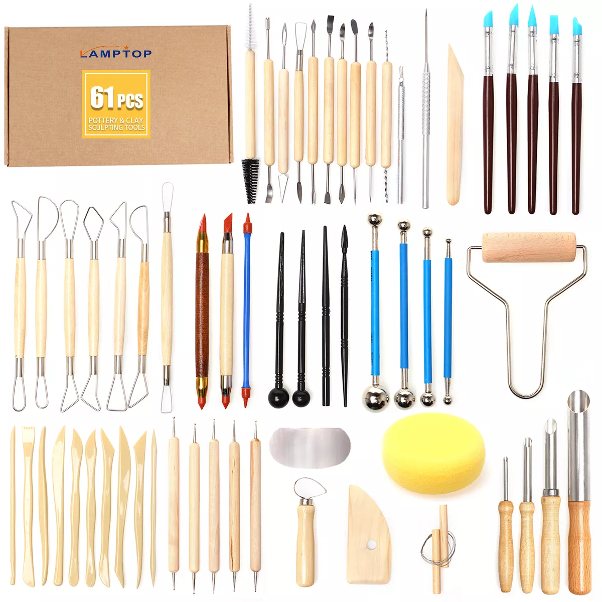 Polymer Clay Tools 61 Pcs Clay Sculpting Tools DIY Pottery Modeling Carving  Kit