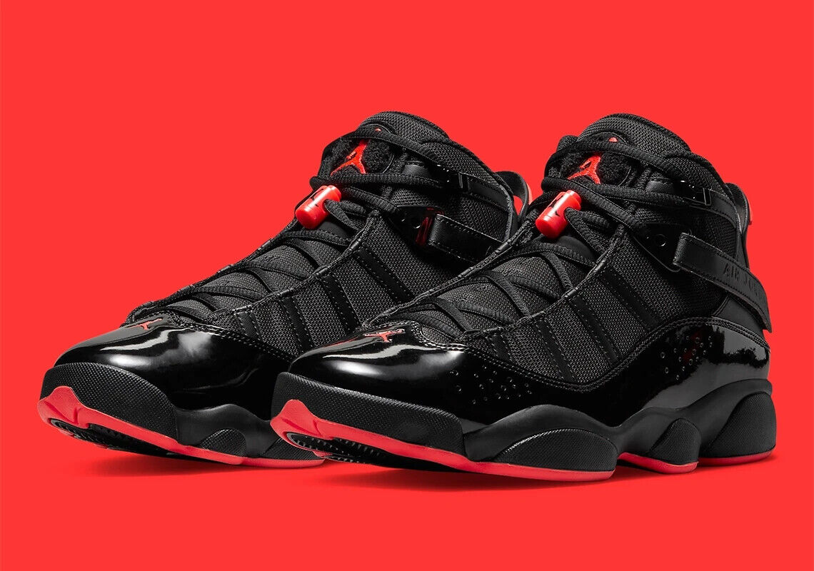 NIKE Air Jordan 6 Rings Shoes Black Infrared Patent 322992 NIKE Air Jordan 6 Rings Shoes Black Infrared Patent 322992
