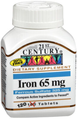 21st Century Iron 65 Mg Ferrous Sulfate 325 Mg Tablets 120 Count