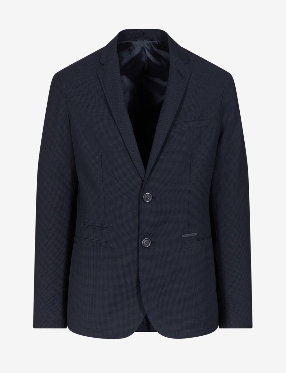 Armani Exchange Men's Regular-Fit Blazer Navy Invisible Net Size