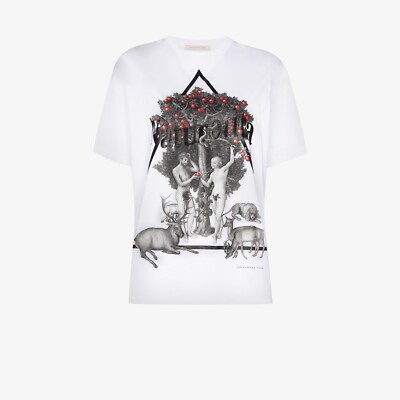 Christopher Kane Naturotica Adam Eve kurzes oder langärmeliges T-Shirt in weiß