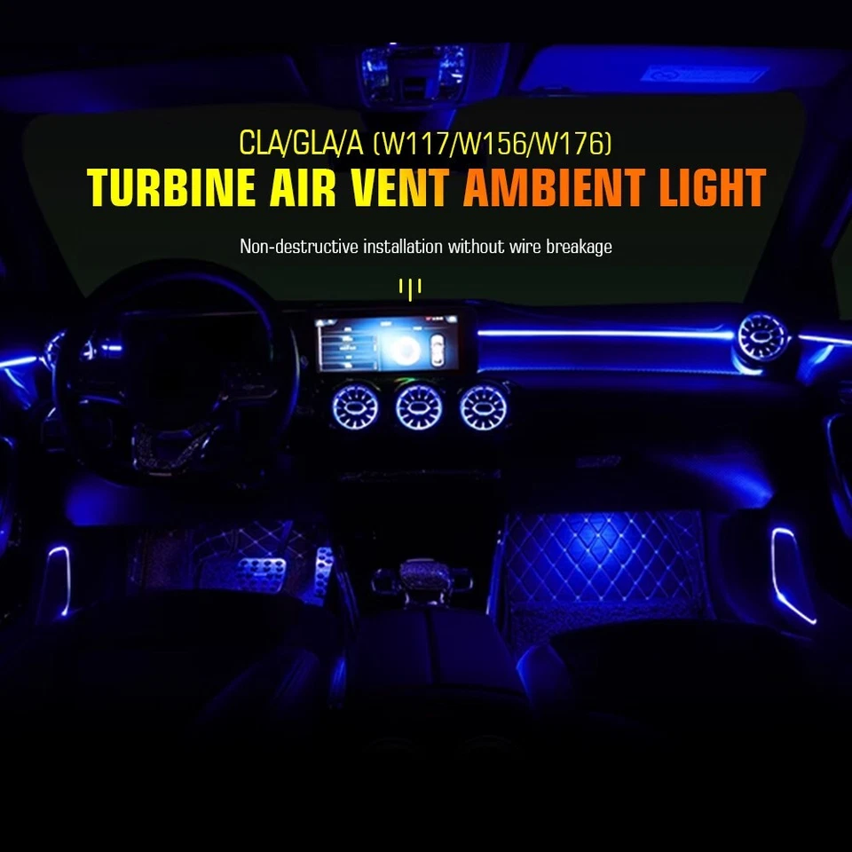 Luz ambiental de ventilación de aire de 12/64 colores para Mercedes Benz CLA GLA A W117 W156 W176 Foto 4 de 4
