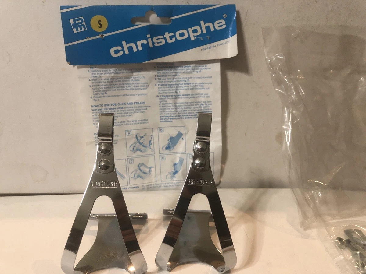 Vintage Nos Christophe Zefal Road Bike Steel Pedal Toe Clips Size Small