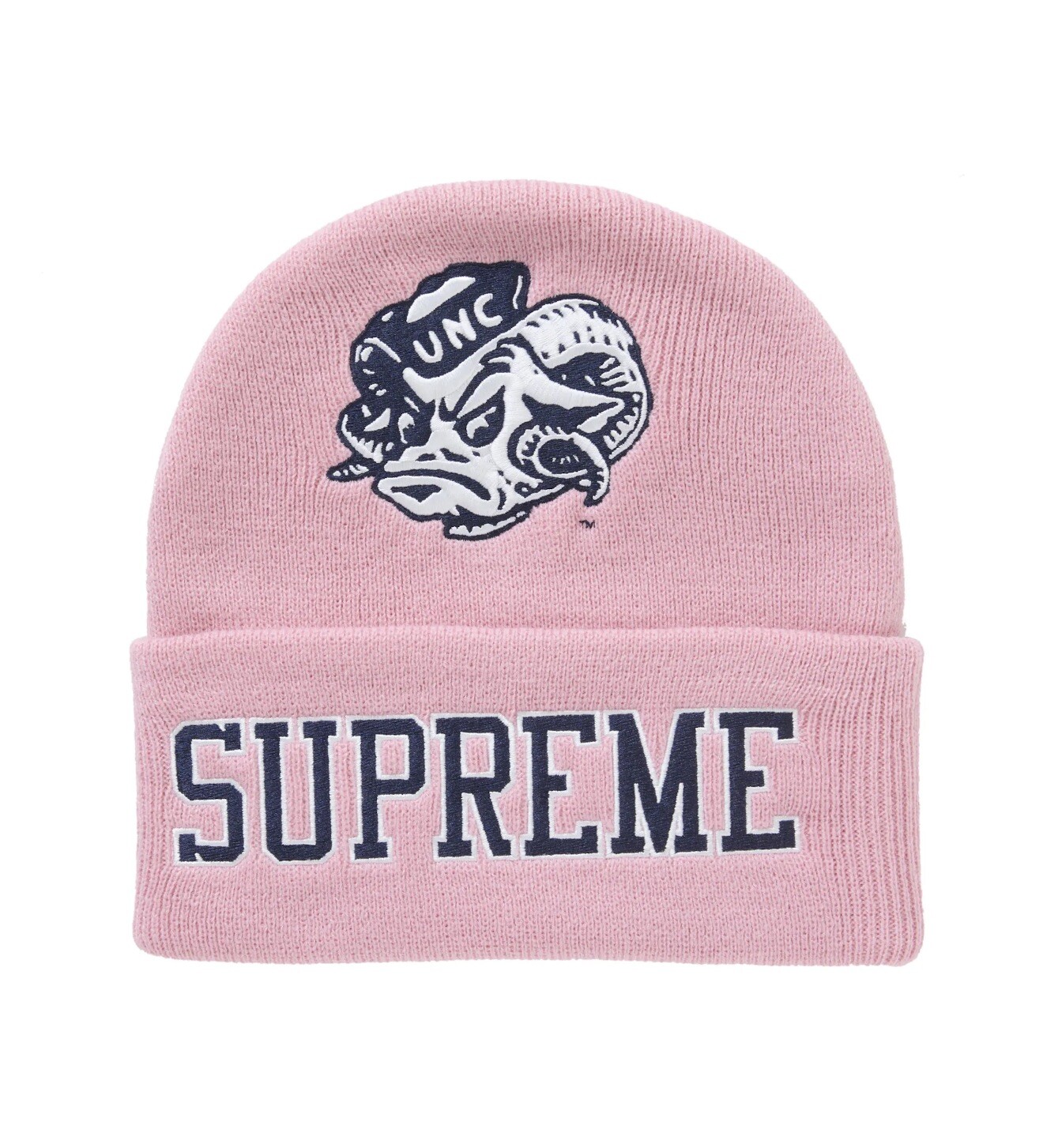Supreme X Mitchell Ness UNC Tarheels Pink Beanie Dead Stock
