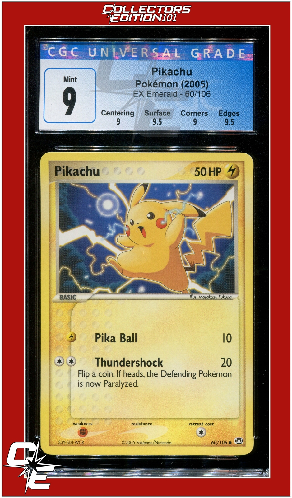 EX Emerald 60 Pikachu CGC 9 - Subgrades